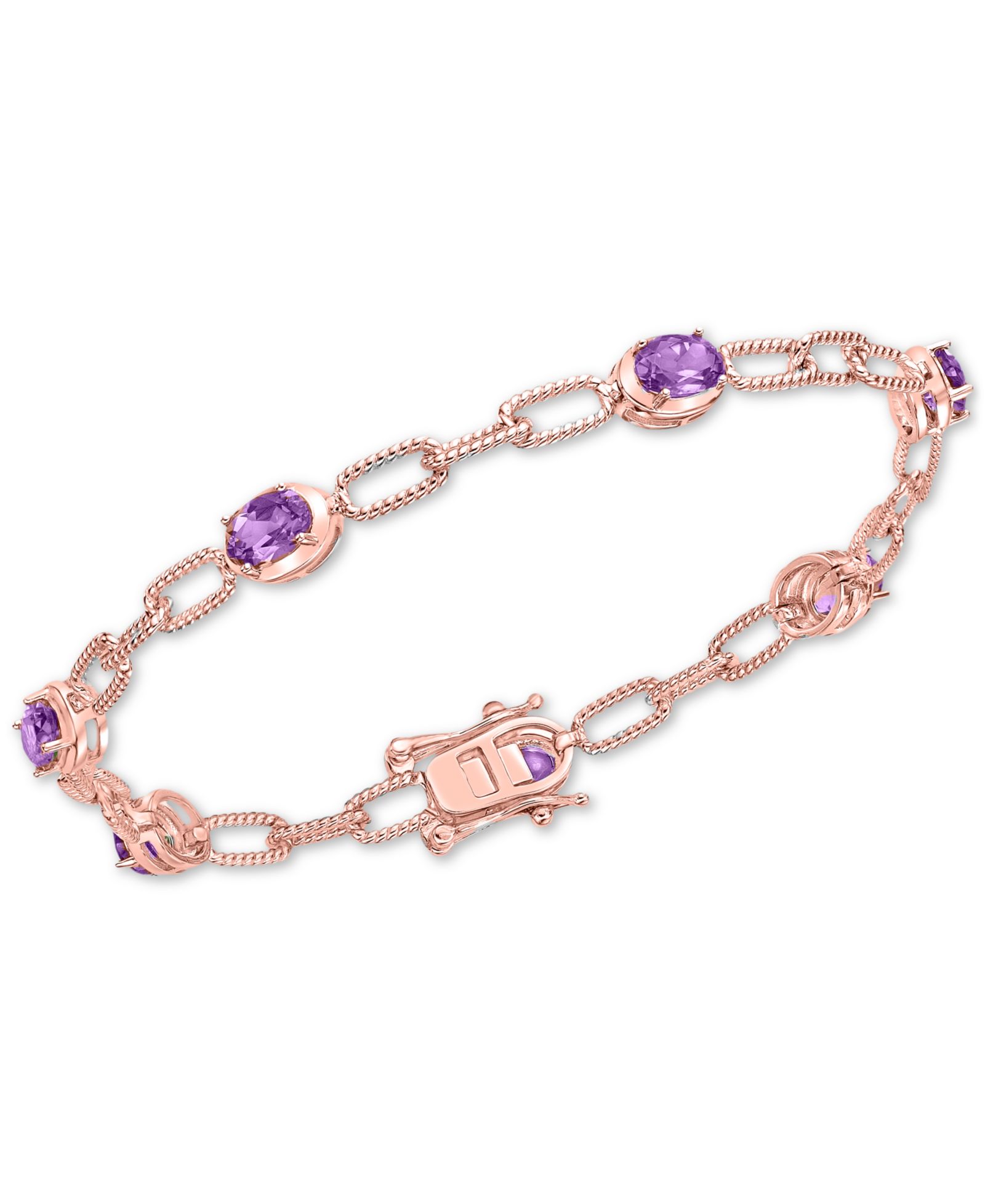 Браслет Amethyst Rope Link в позолоченном стерлинговом серебре