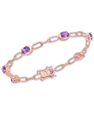 Браслет Amethyst Rope Link в позолоченном стерлинговом серебре