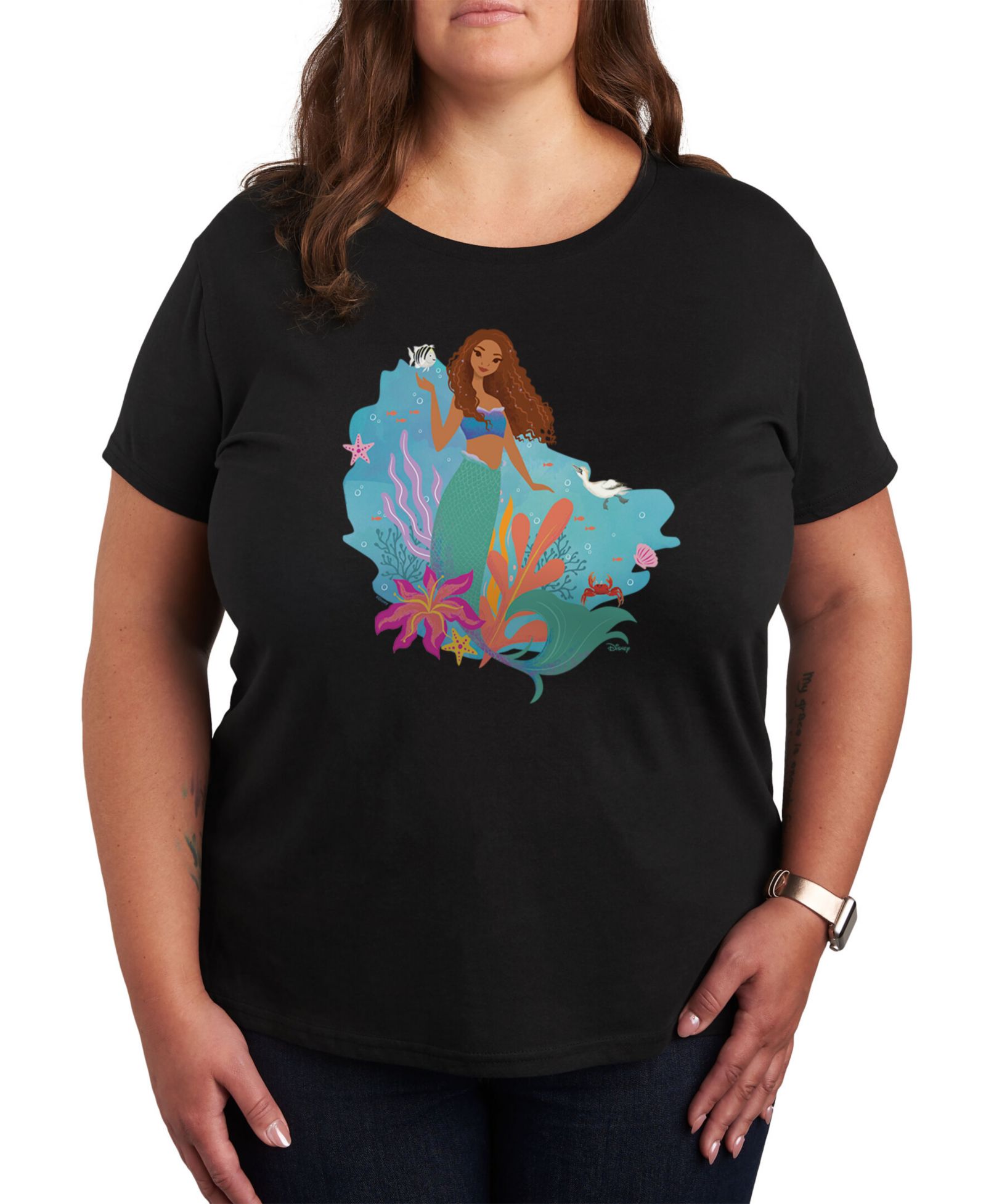 Hybrid Apparel Trendy Plus Size Little Mermaid Ariel Graphic T-shirt