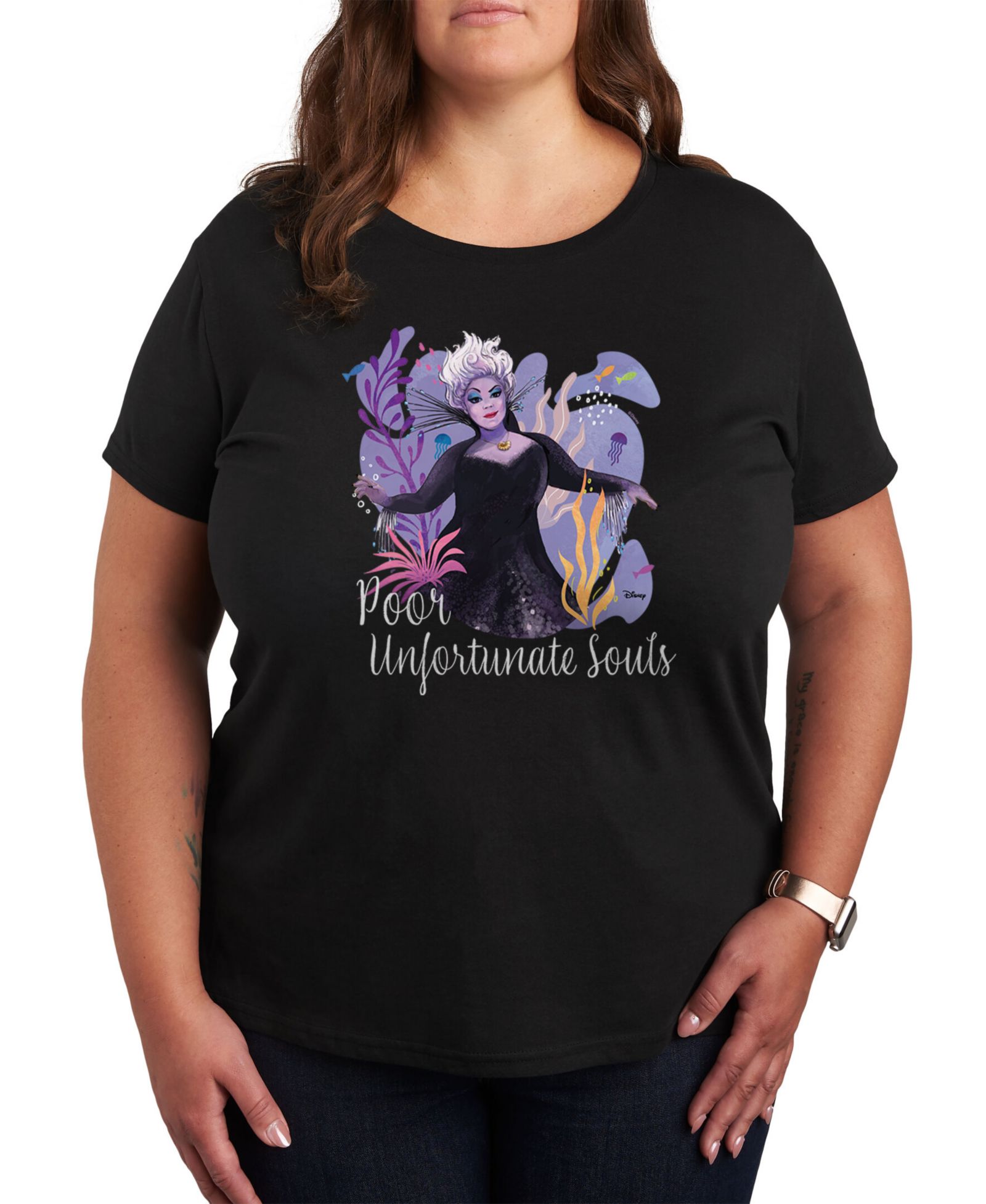 Hybrid Apparel Trendy Plus Size Little Mermaid Ursula Graphic T-shirt