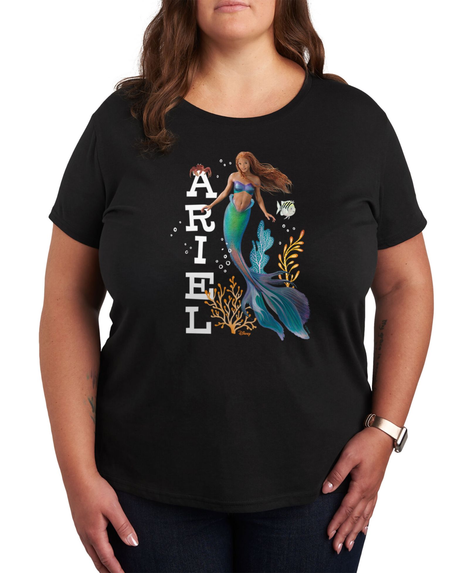 Hybrid Apparel Trendy Plus Size Little Mermaid Ariel Graphic T-shirt