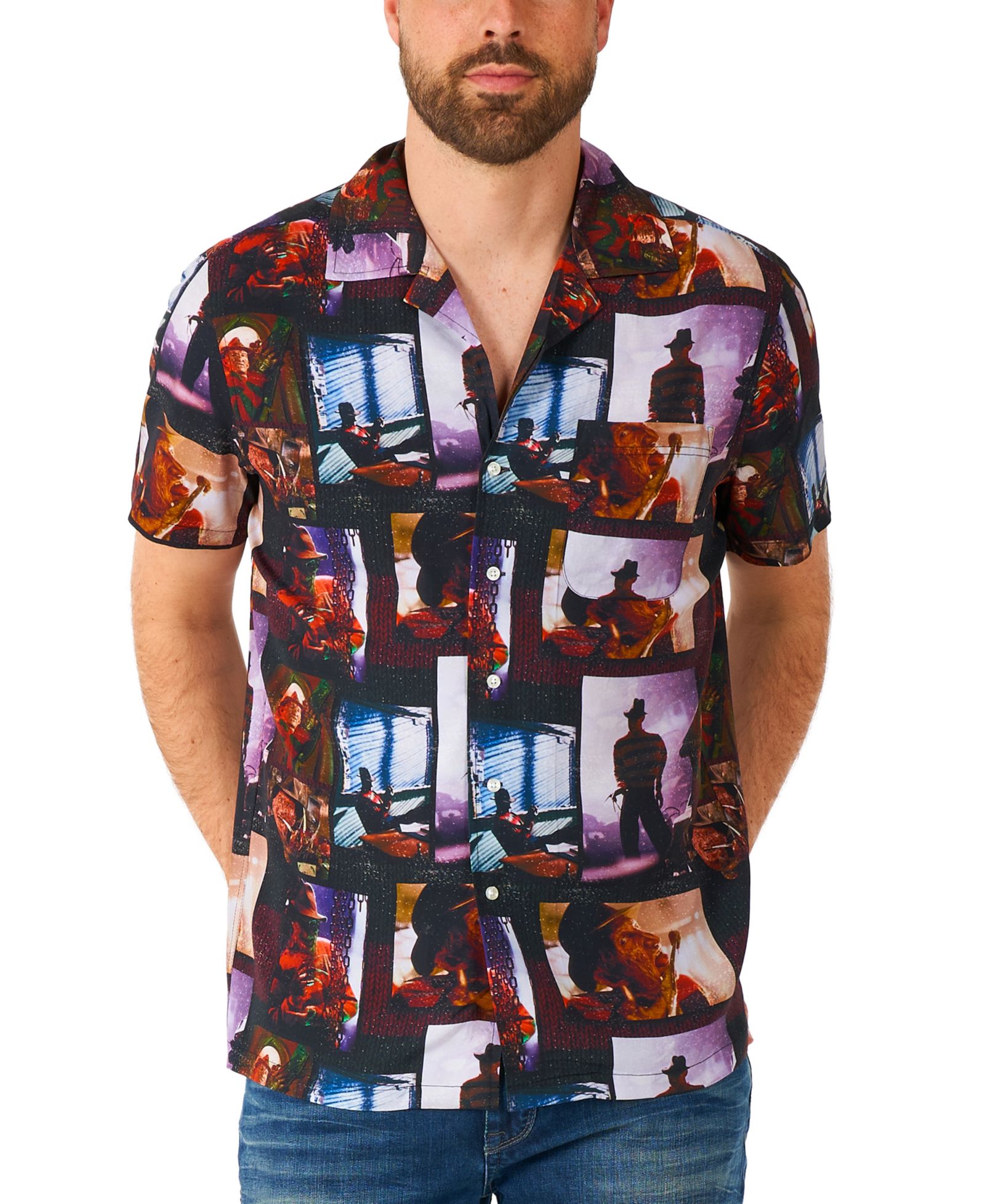 Мужская гавайская рубашка OppoSuits A Nightmare On Elm Street, черная, короткий рукав