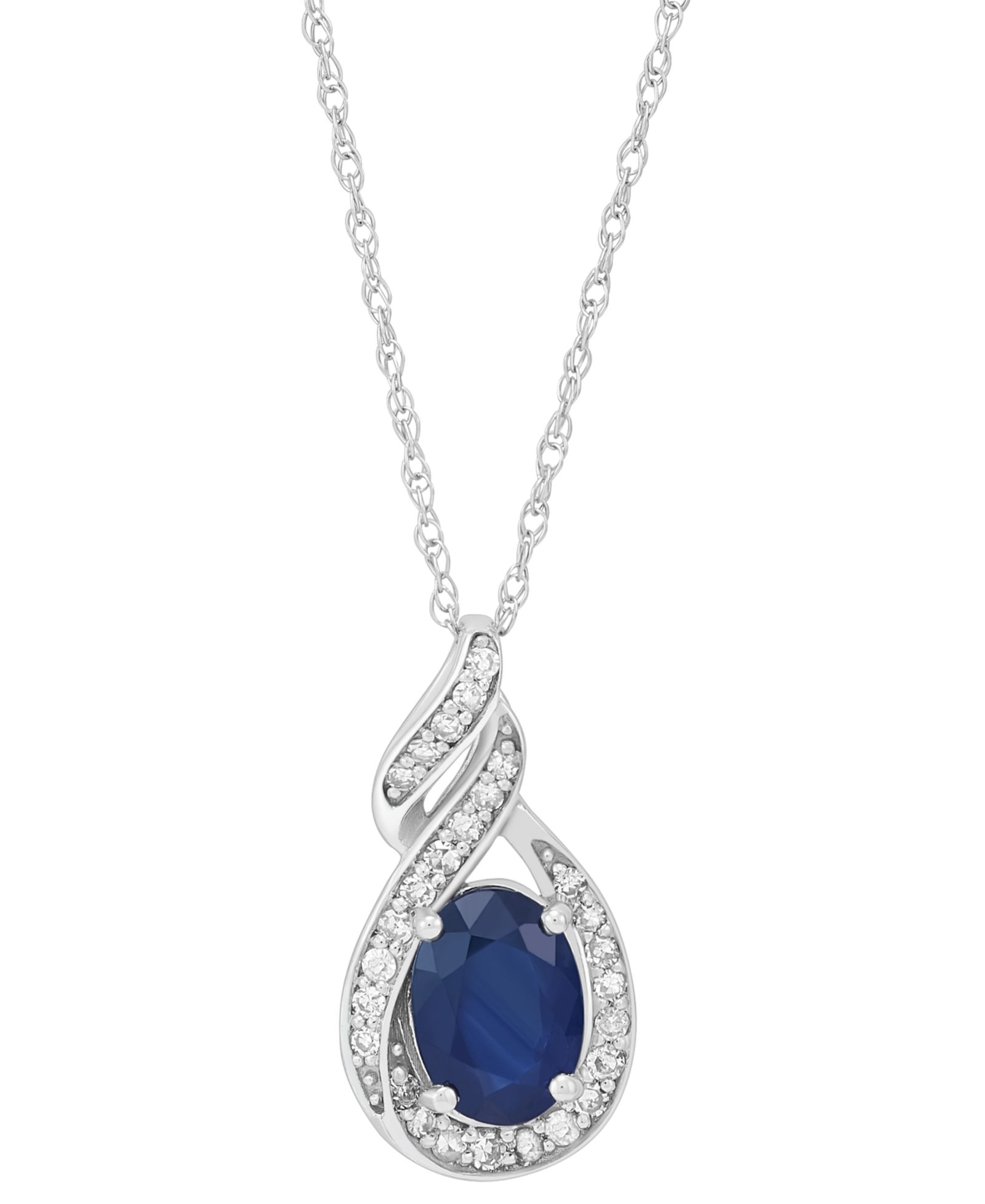 Sapphire (1 ct. t.w.) & Diamond (1/8 ct. t.w.) вихревое ожерелье 18" из белого золота 14k