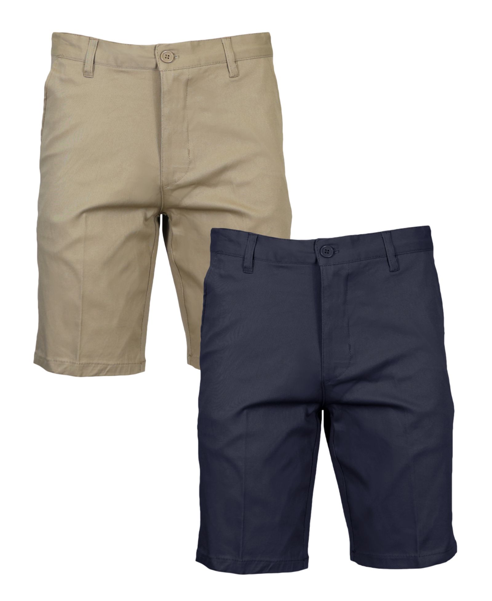 Galaxy By Harvic Men's Slim Fitting Cotton Flex Stretch Chino Shorts, Pack of 2