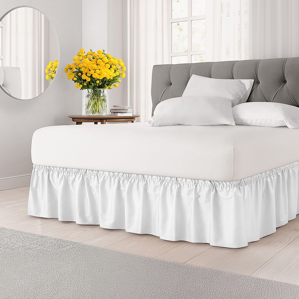 CGK Unlimited Ruffled Elastic Wrap Around Bedskirt 15 Inch Drop