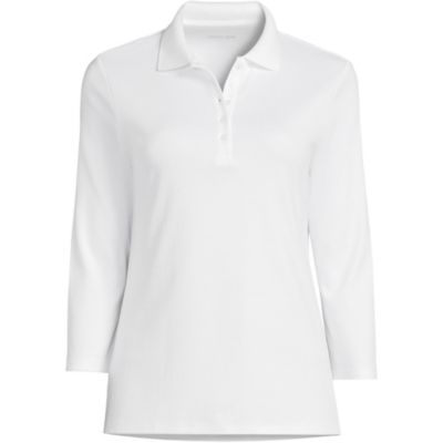 Lands' End Women's 3/4 Sleeve Supima Cotton Polo Shirt