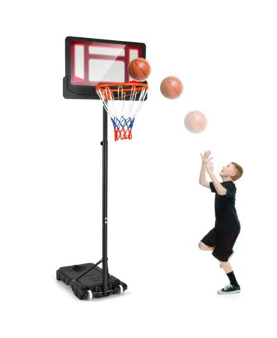 Kids Basketball Hoop Backboard System with Adjustable Height Ball
