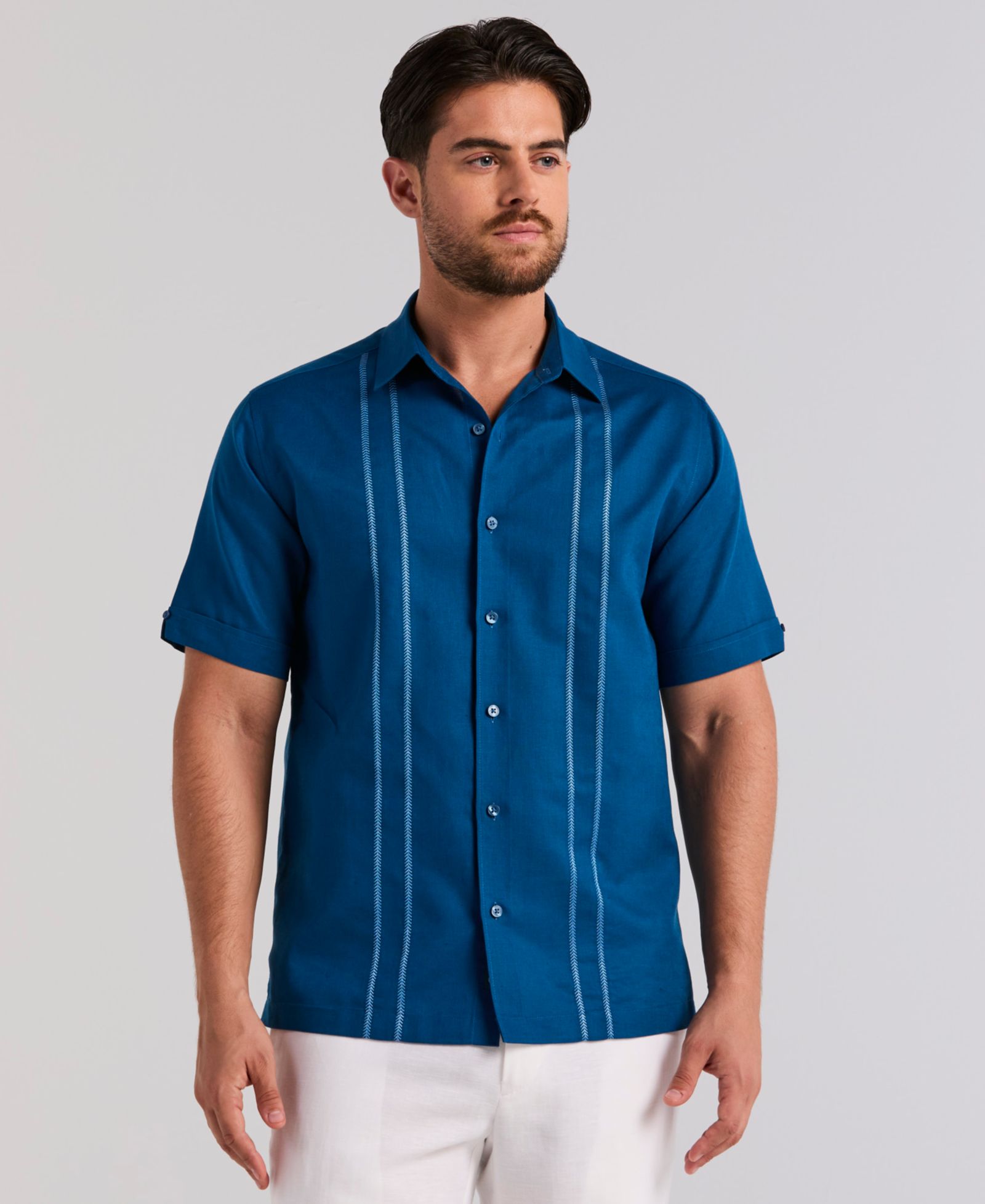 Cubavera Men's Panel Button-Front Camp Collar Shirt