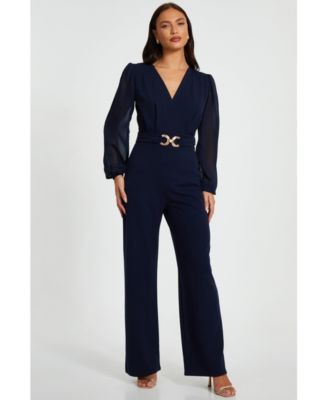 QUIZ Women's Chiffon Palazzo Jumpsuit - White