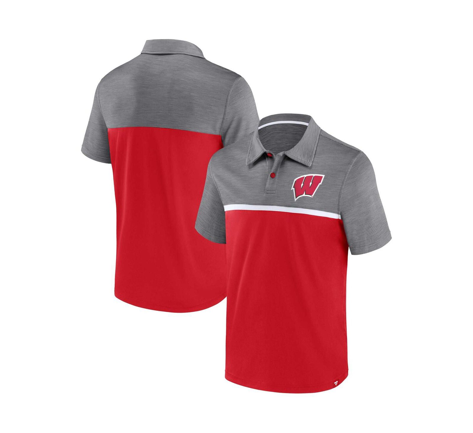 Мужская рубашка-поло Fanatics Red, Gray Wisconsin Badgers