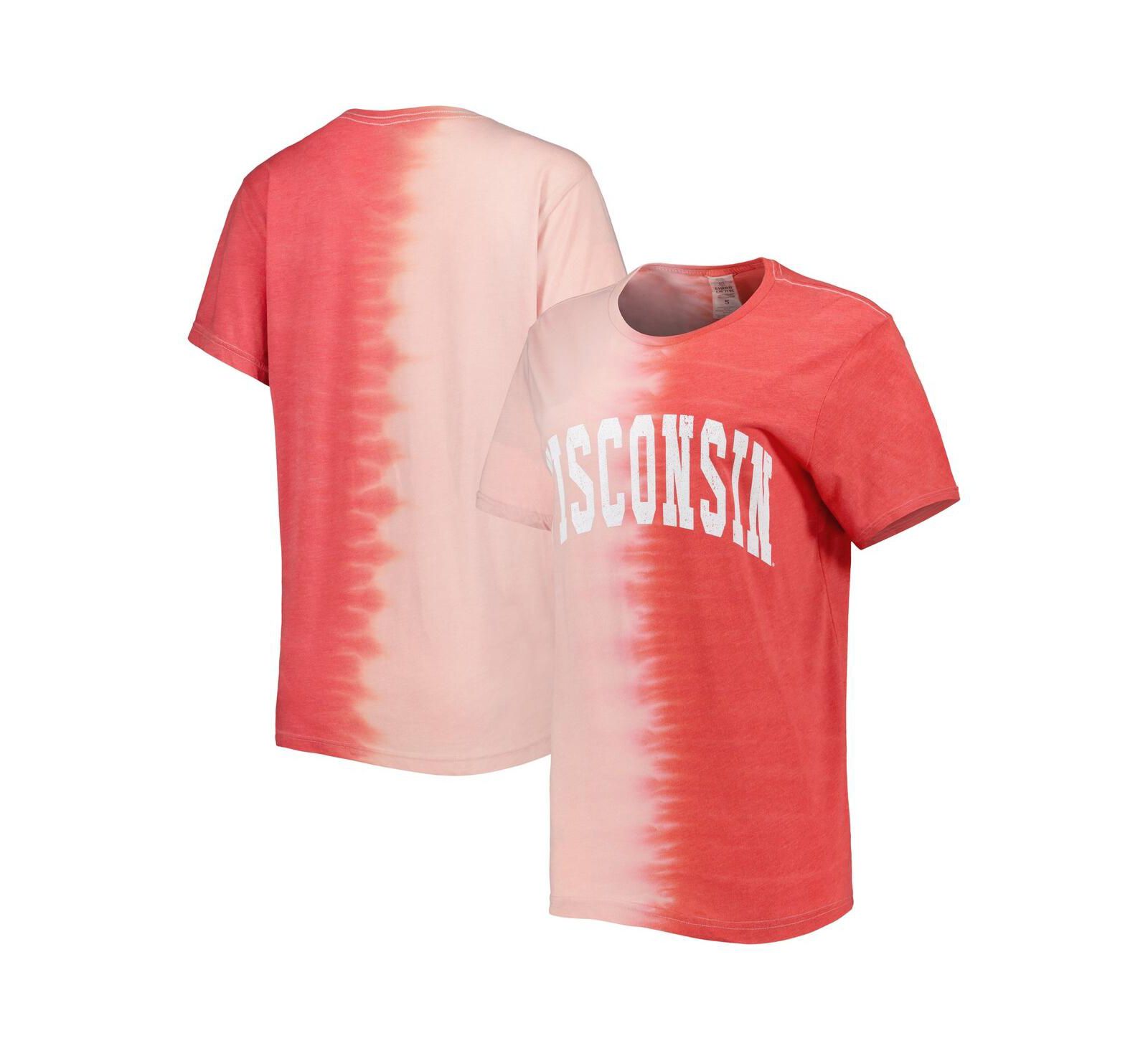 Women's Gameday Couture Red Wisconsin Badgers Find Your Groove Split-Dye T-shirt