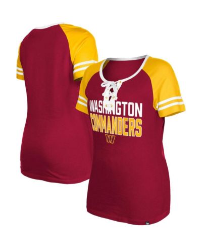 Женская футболка New Era Burgundy Washington Commanders Raglan Lace-Up