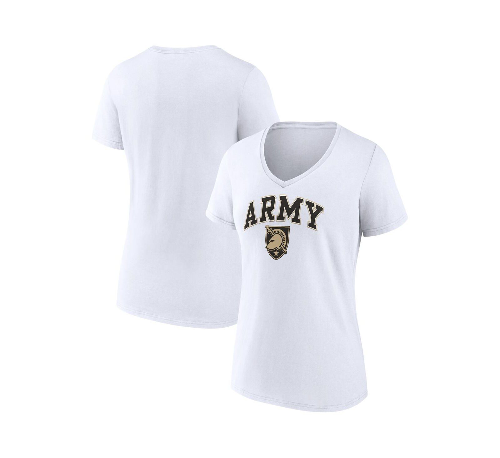 Women's Fanatics White Army Black Knights Evergreen Campus V-Neck T-shirt