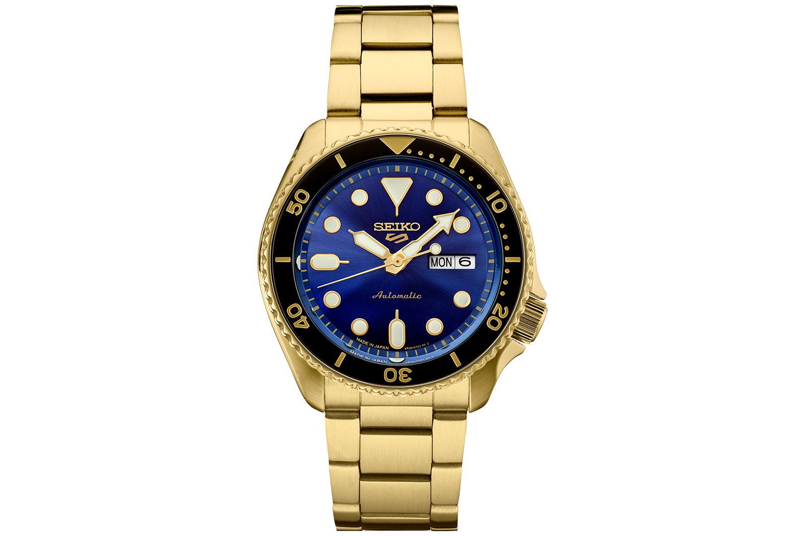 Мужские часы Seiko Men's Automatic 5 Sports Gold-Tone Stainless Steel Bracelet 43mm