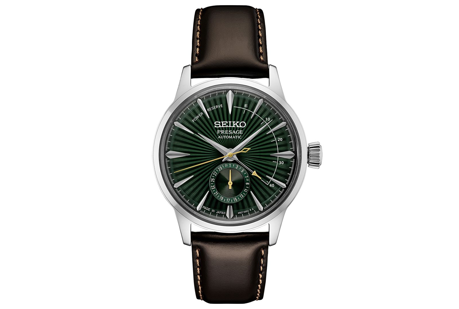 Мужские автоматические часы Seiko Presage Cocktail Time с коричневым кожаным ремешком, 41 мм