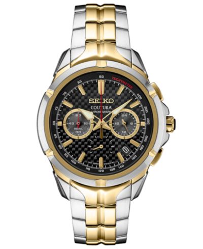 Seiko Мужские хронограф часы Coutura с двухцветным браслетом из нержавеющей стали 42mm
