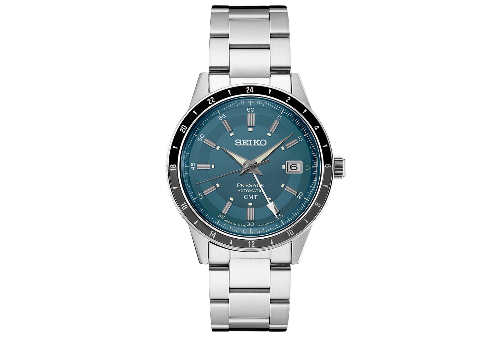 Seiko Men's Automatic Presage GMT Stainless Steel Bracelet Watch 41mm