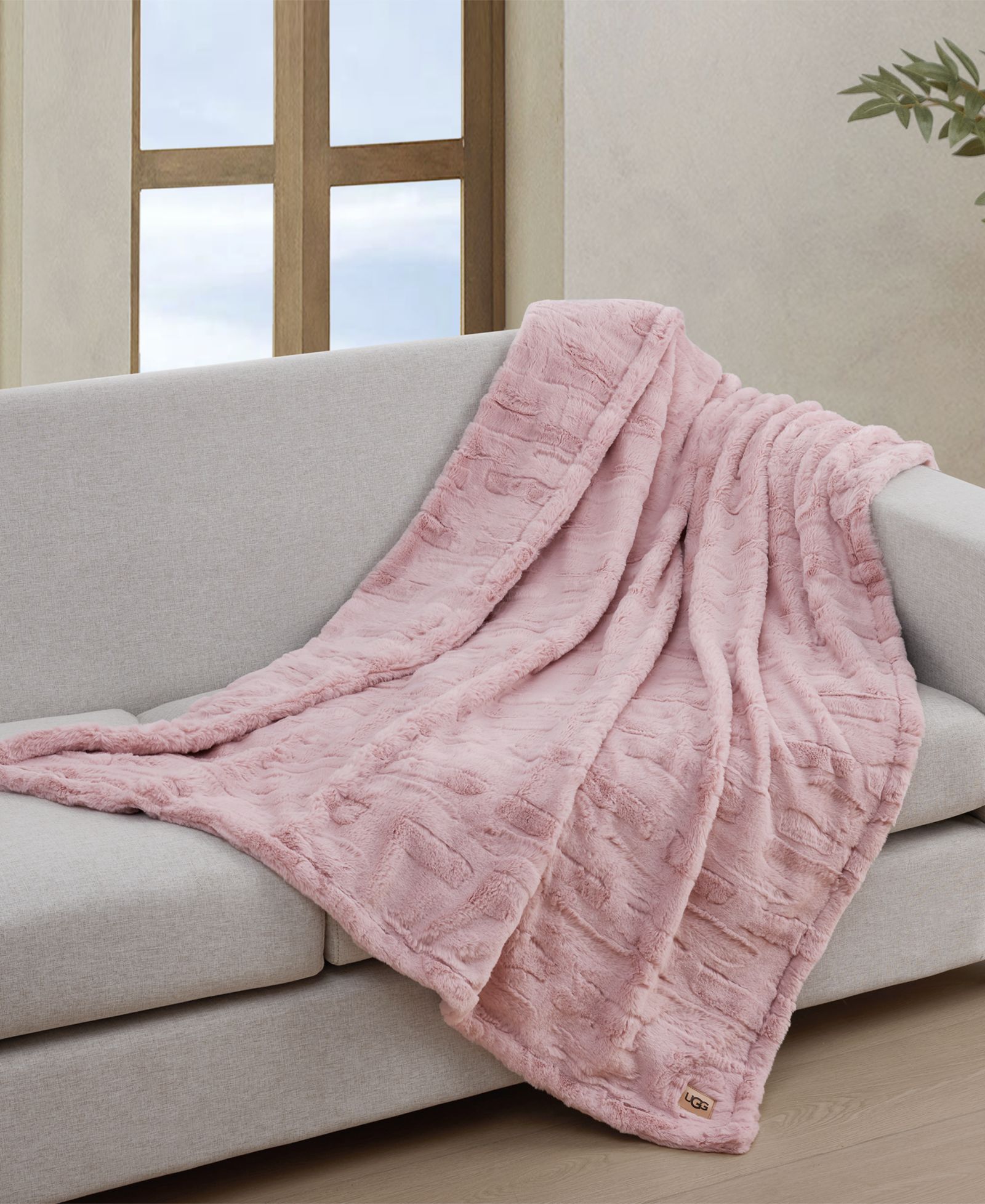 UGG® Valor Textured Faux Fur Throw, 50" x 70"