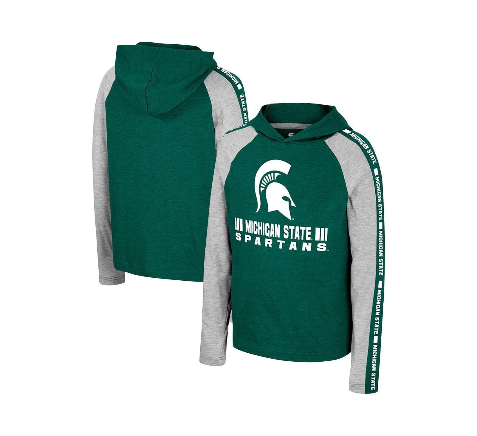 Big Boys Colosseum Green Michigan State Spartans Ned Raglan Long Sleeve Hooded T-shirt