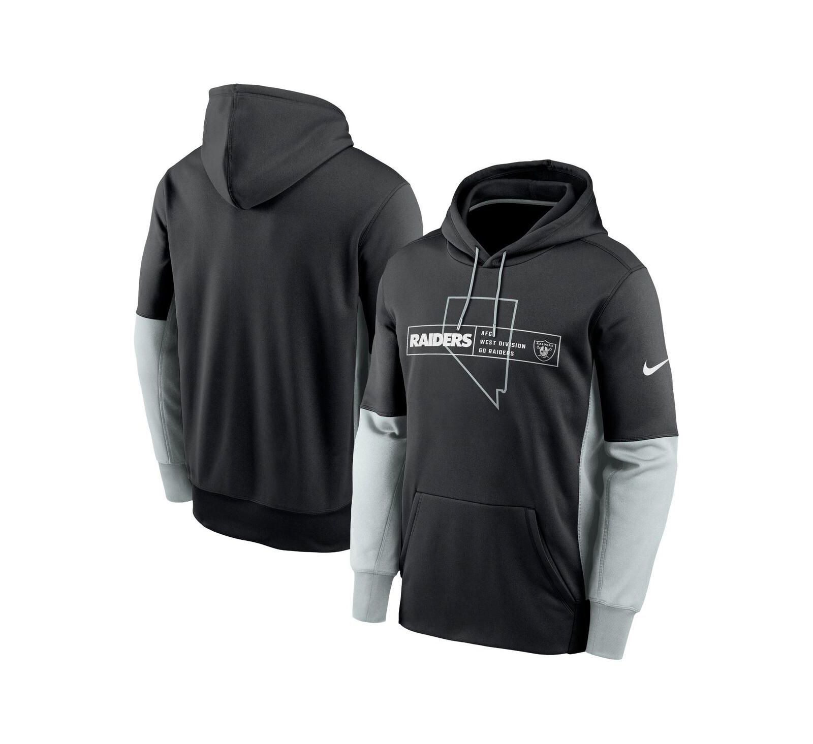 Мужское худи Nike Black Las Vegas Raiders Color Block Fleece Performance Pullover Hoodie