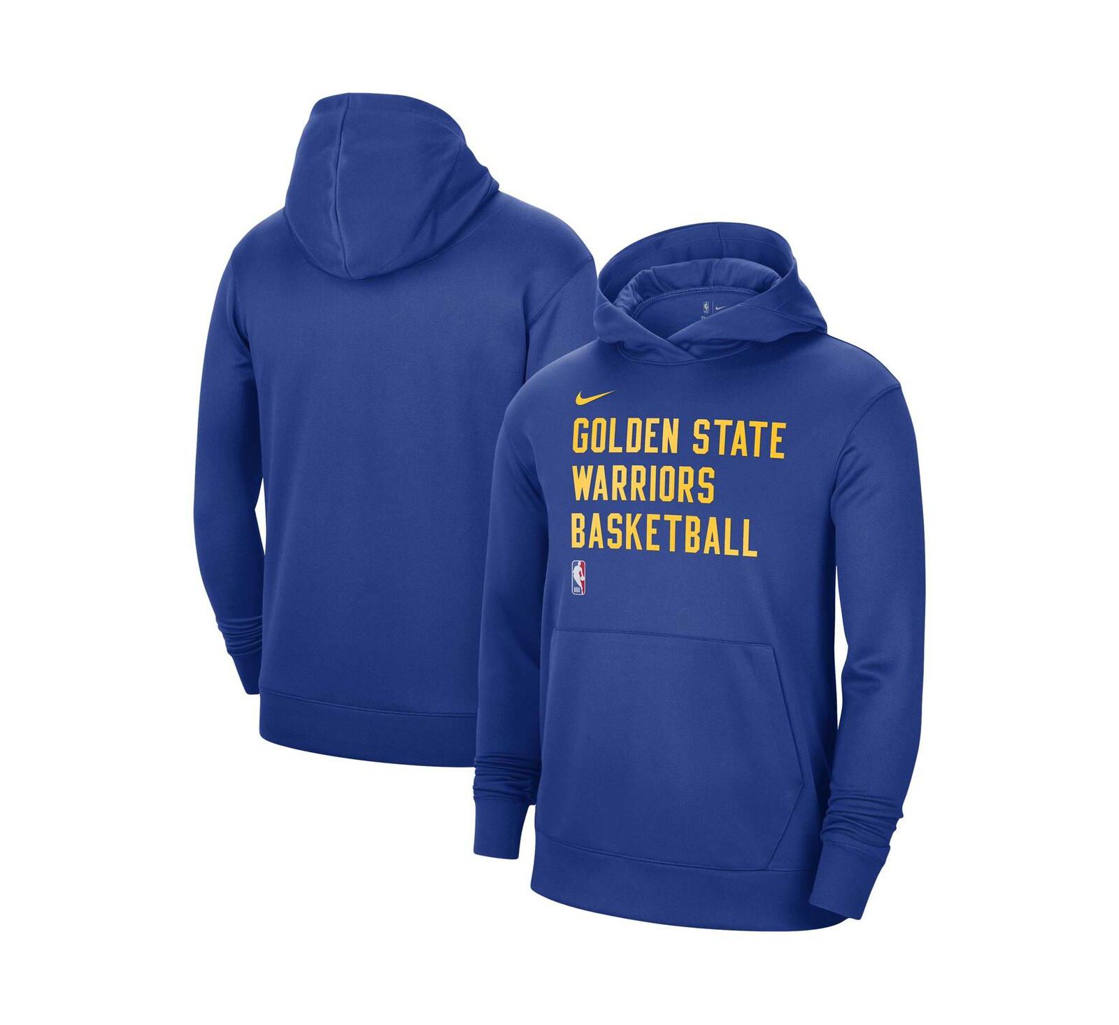 Мужская и женская толстовка Nike Royal Golden State Warriors 2023/24 Performance Spotlight On-Court Practice Pullover Hoodie