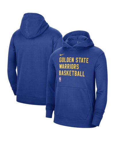 Мужская и женская толстовка Nike Royal Golden State Warriors 2023/24 Performance Spotlight On-Court Practice Pullover Hoodie