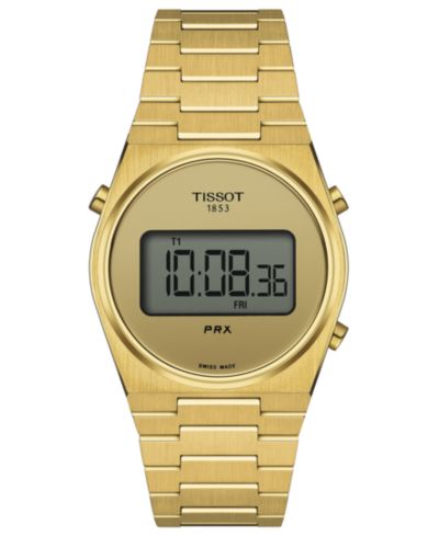 Tissot Часы унисекс цифровые PRX Gold PVD из нержавеющей стали с браслетом, 35mm