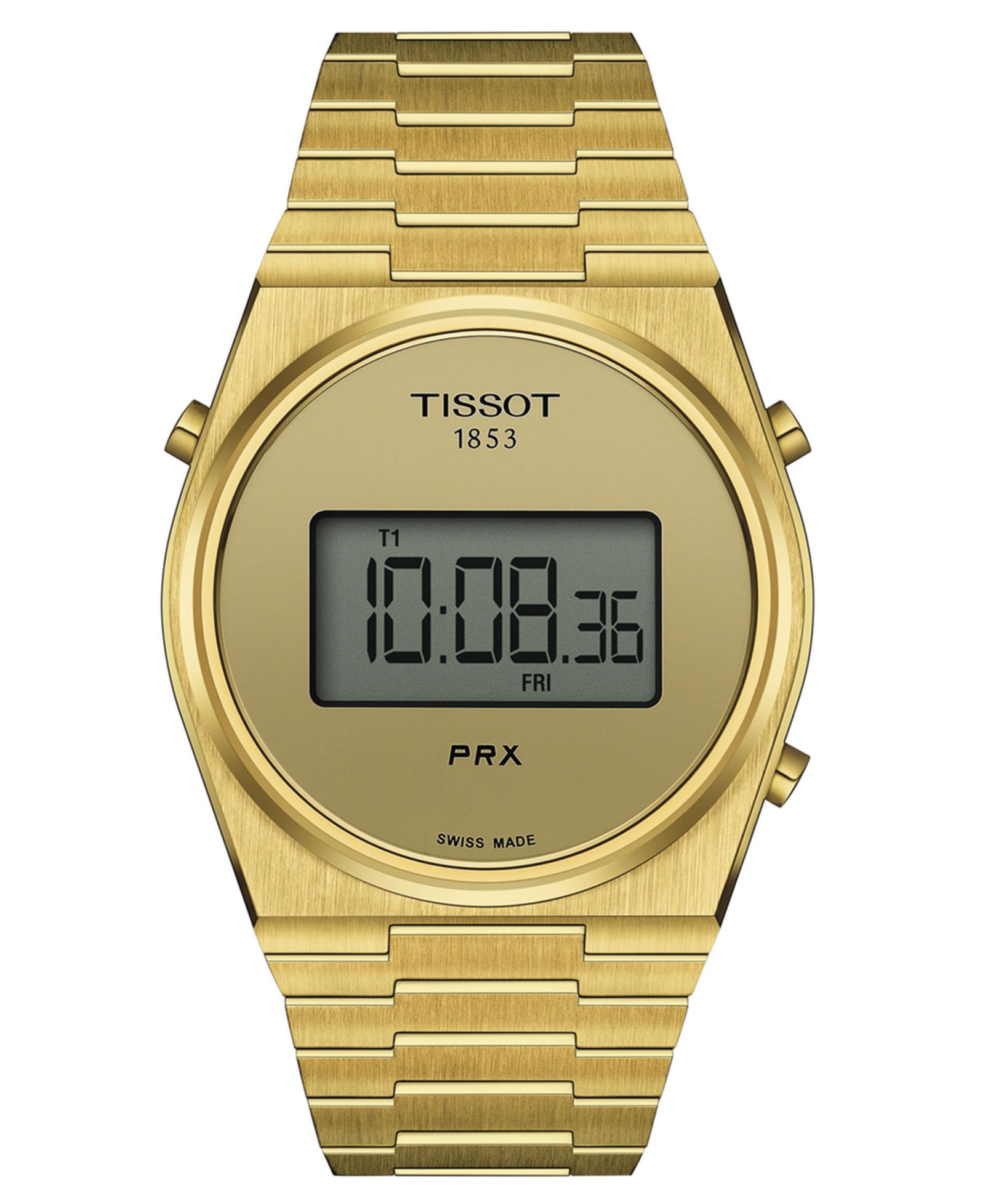 Tissot Men's Digital PRX Gold PVD Stainless Steel Bracelet Watch 40mm