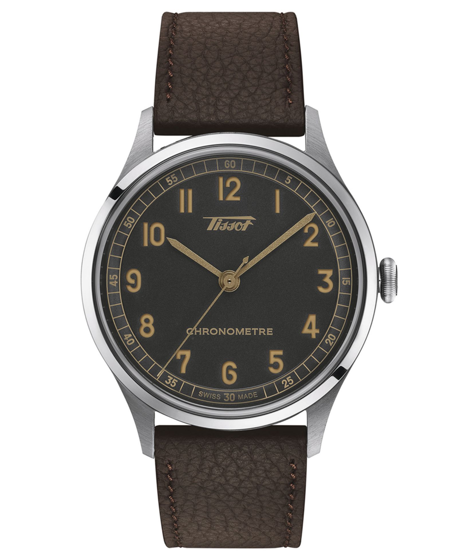 Tissot Unisex Swiss Automatic Heritage 1938 Brown Leather Strap Watch 39mm