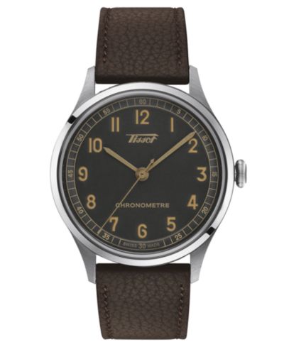 Мужские швейцарские автоматические часы Tissot Heritage 1938 с коричневым кожаным ремешком 39mm
