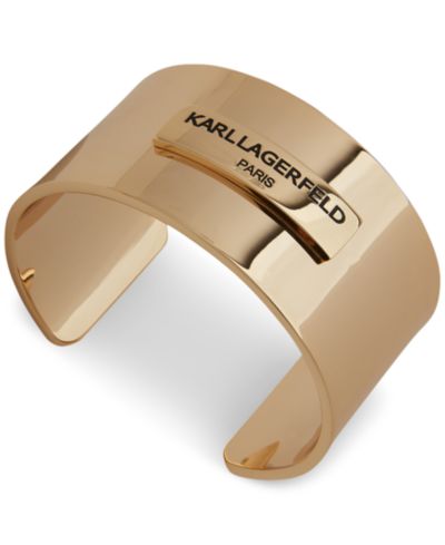 Женский золотистый браслет-кафф с логотипом KARL LAGERFELD PARIS