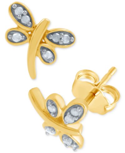 Diamond Dragonfly серьги-гвоздики (1/10 ct. t.w.)