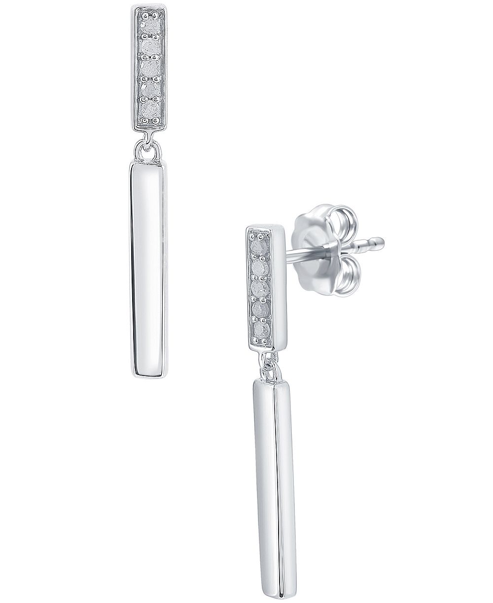 Diamond Bar серьги-подвески в серебре 925 пробы