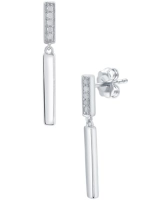 Diamond Bar серьги-подвески в серебре 925 пробы