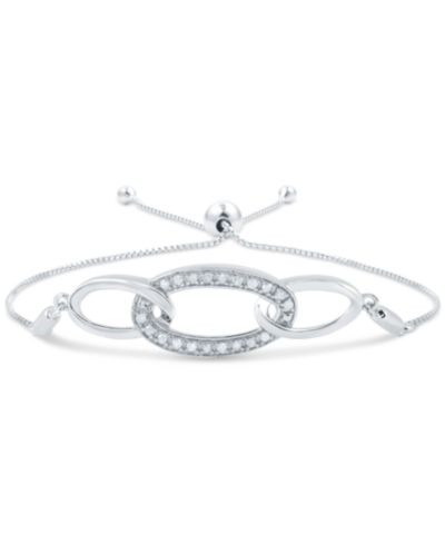 Diamond Ovals Bolo Bracelet (1/6 ct. t.w.) in Sterling Silver