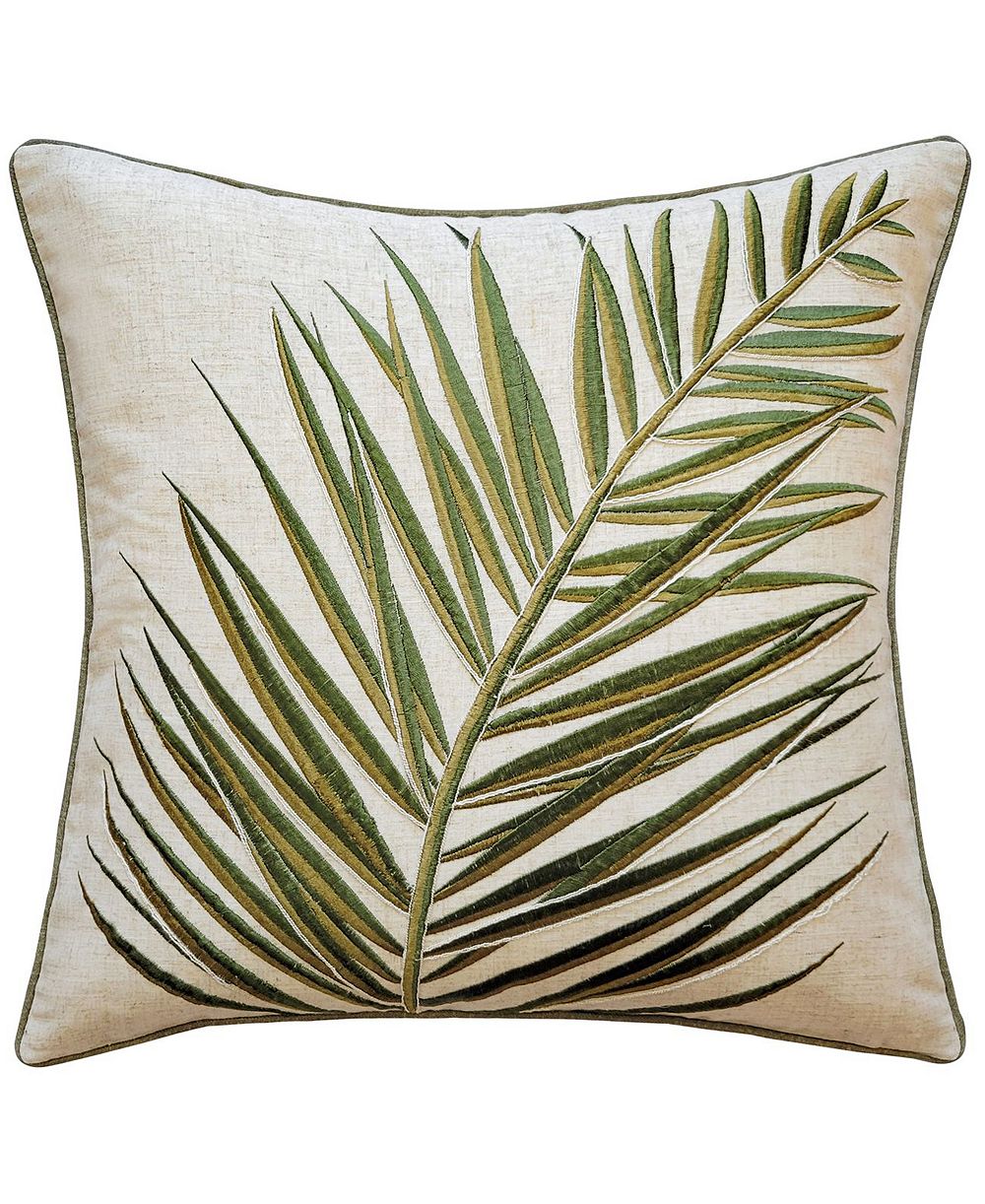 NYBG Tri-Color Embroidered Fern Decorative Pillow, 18" x 18"