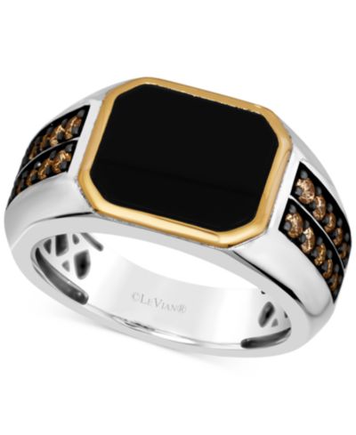 Le Vian Chocolatier® Men's Onyx & Chocolate Diamond (1/2 ct. t.w.) in Sterling Silver & 14k Gold