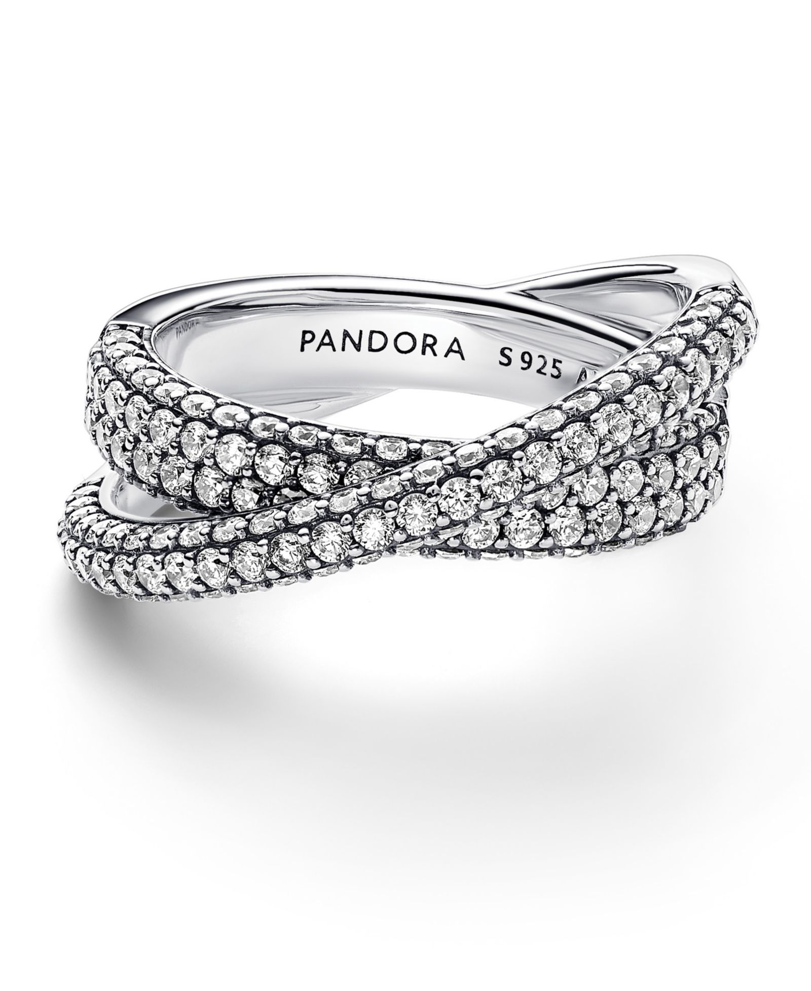 Pandora Timeless Sterling Silver Pave Crossover Dual Band Кольцо