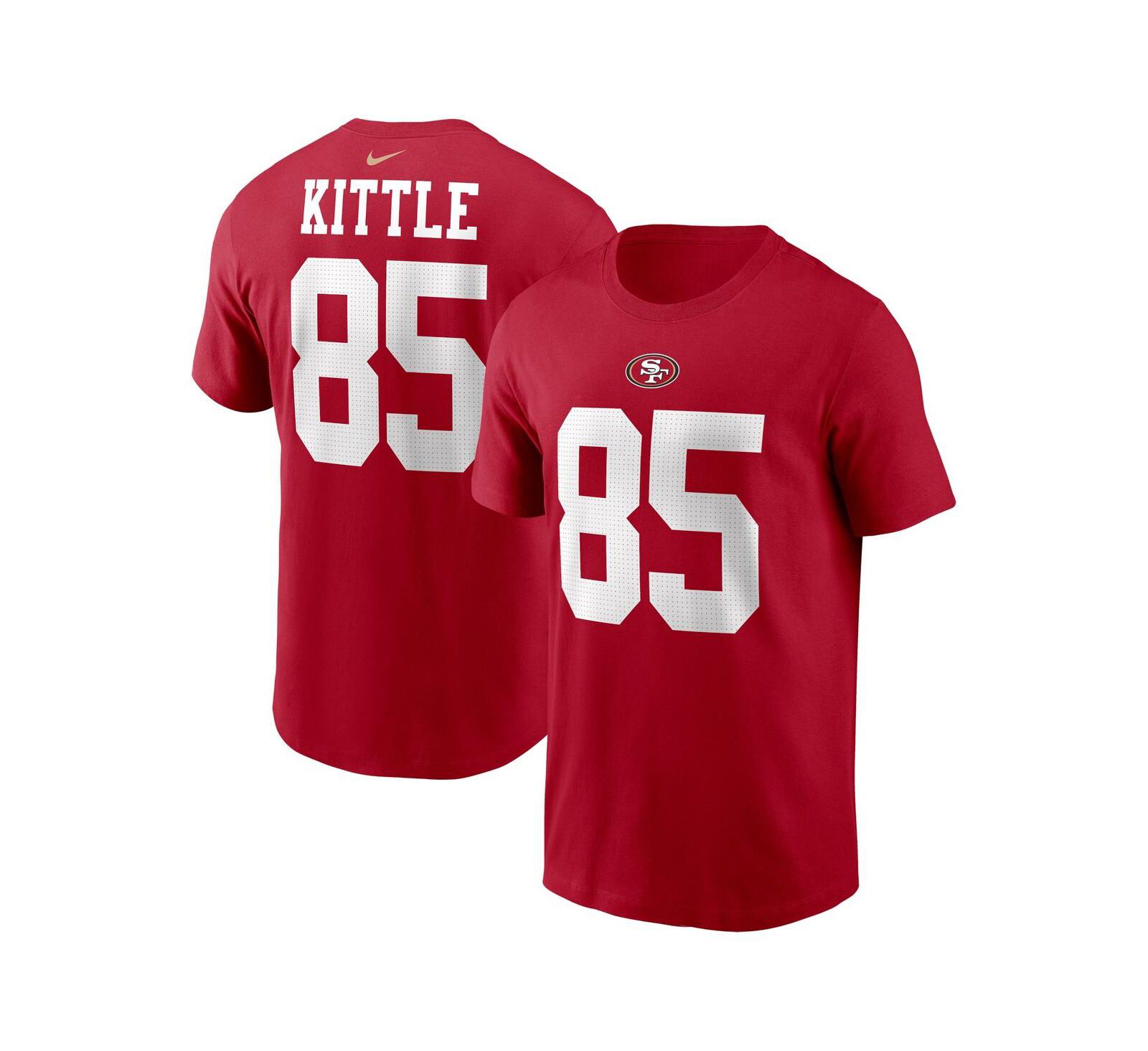 Men's Nike George Kittle Scarlet San Francisco 49ers Player Name and Number T-shirt