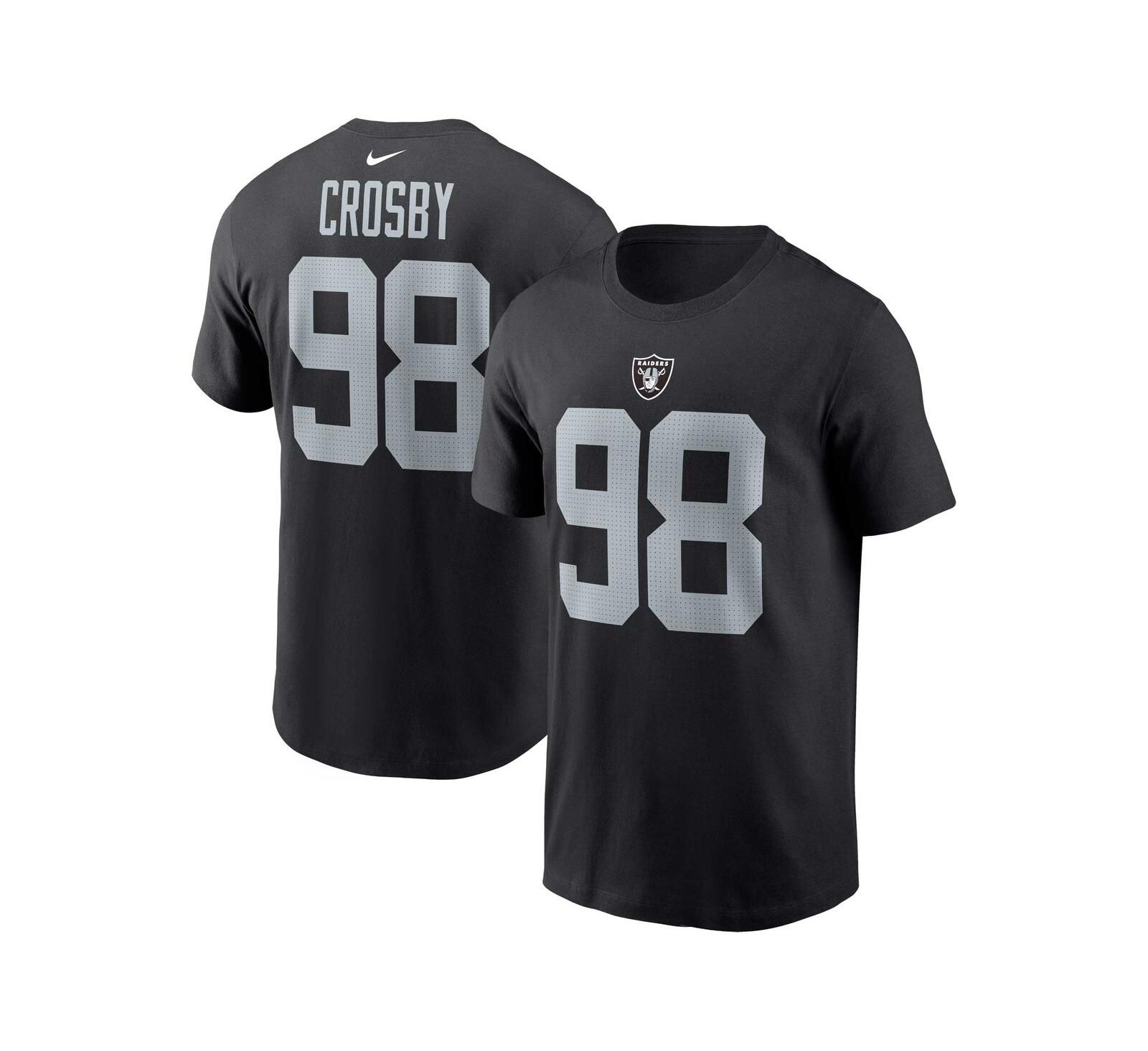 Men's Nike Maxx Crosby Black Las Vegas Raiders Player Name and Number T-shirt