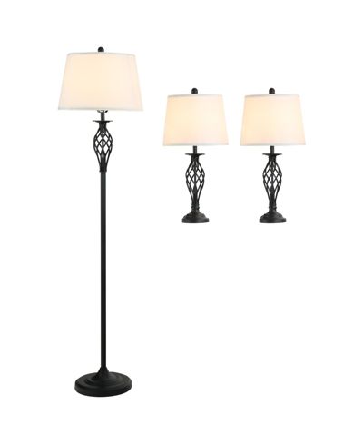 HOMCOM 3 Piece Floor Lamps with Rounded Base and Steel Pole, and