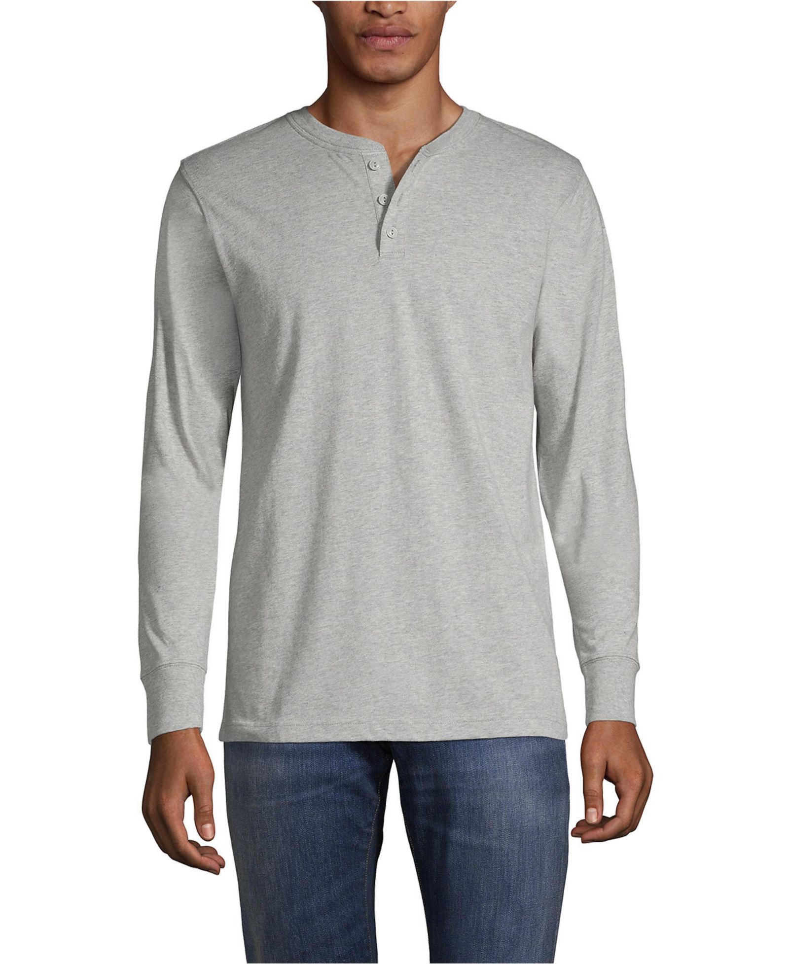 Lands' End Men's Super-T Long Sleeve Henley Shirt