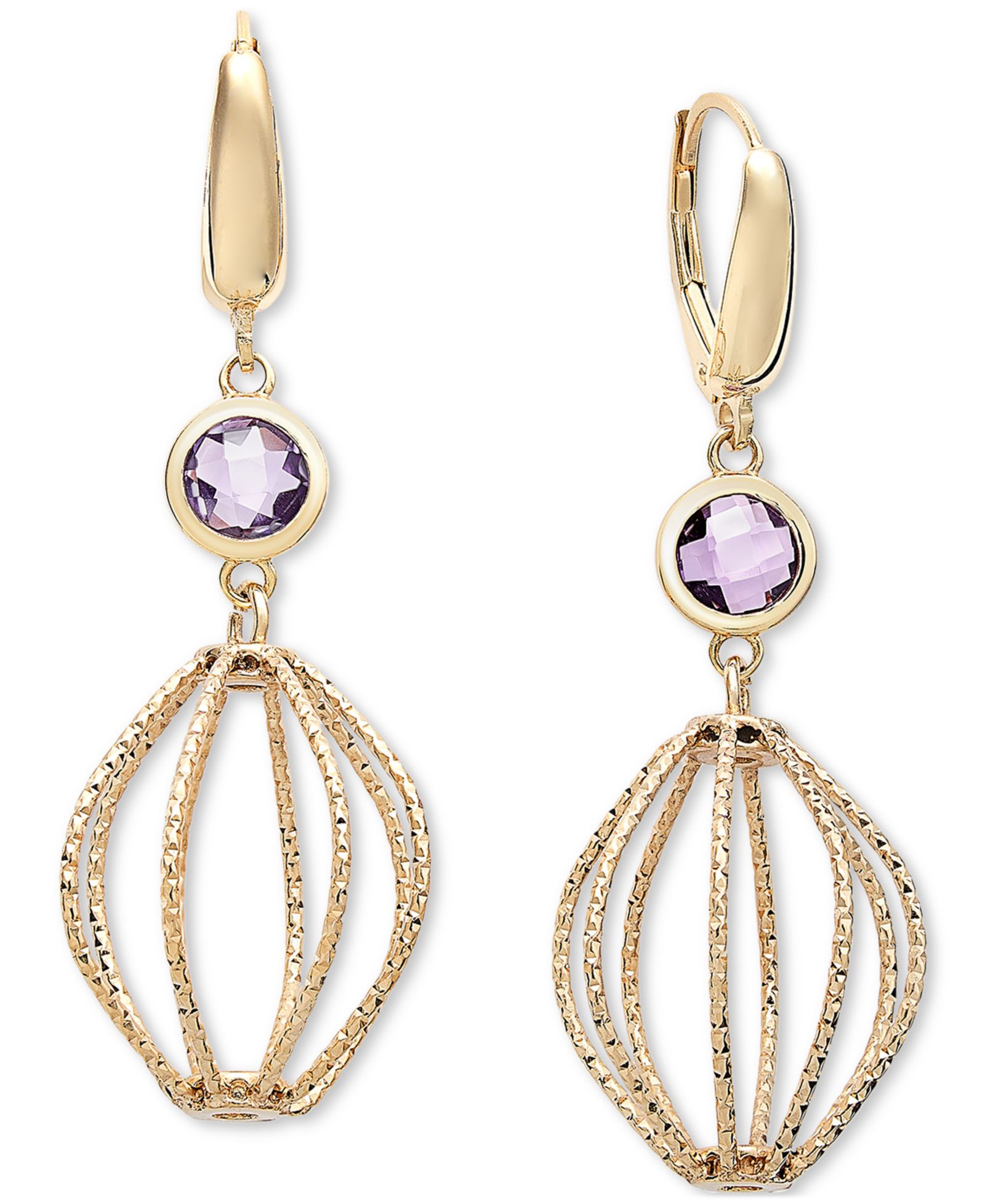 Серьги-подвески Amethyst Bezel Chandelier (1-5/8 ct. t.w.) в 14k Gold-Plated Sterling Silver