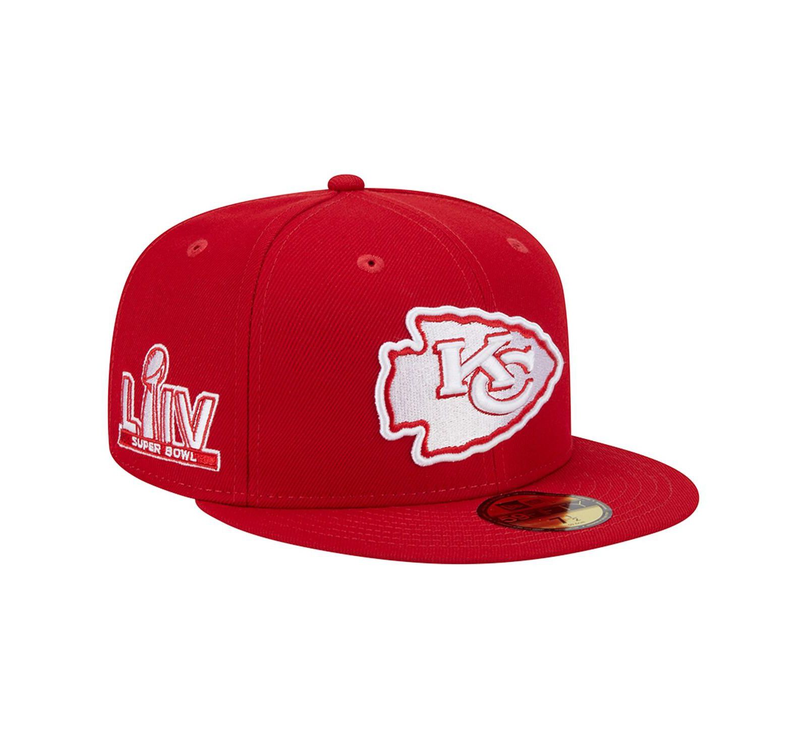 Men's New Era Scarlet Kansas City Chiefs Super Bowl LIV Main Patch 59FIFTY Fitted Hat