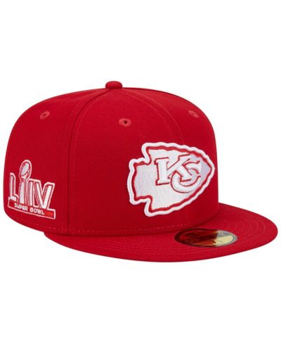 Men's New Era Scarlet Kansas City Chiefs Super Bowl LIV Main Patch 59FIFTY Fitted Hat