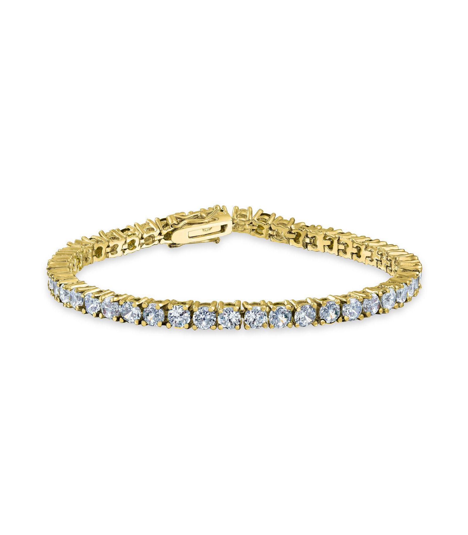 Bling Jewelry Timeless 12CTW Round CZ Birthstone Clear Tennis Bracelet Gold Plated 7.5"