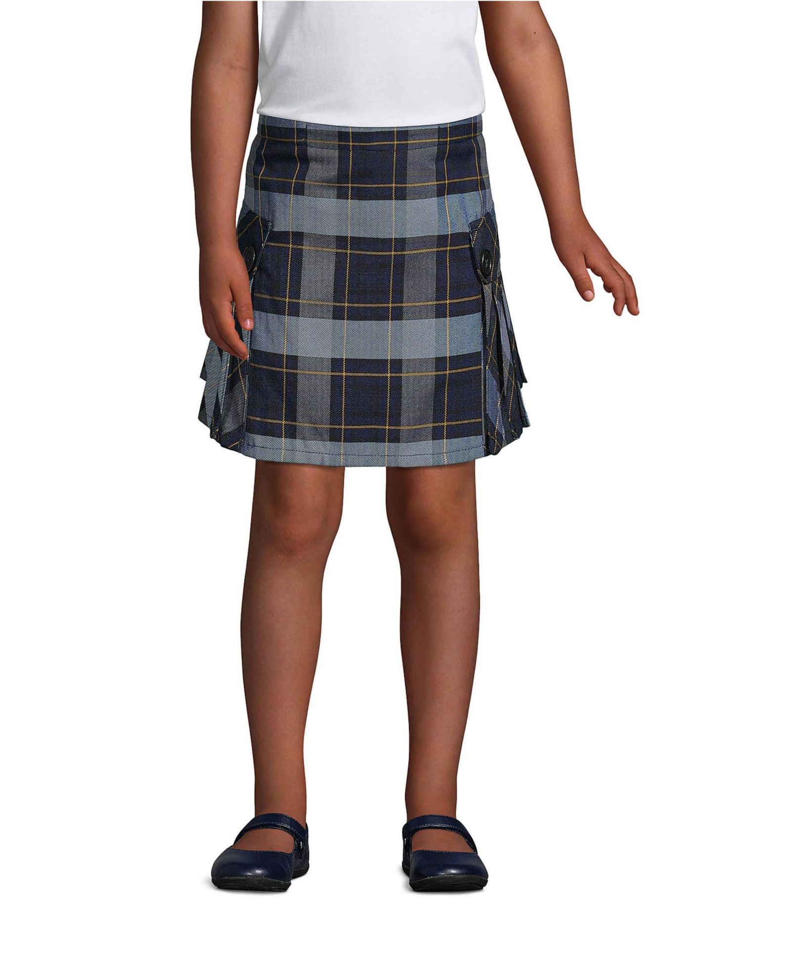 Lands' End Skort Plus Side Pleat Plaid для девочек