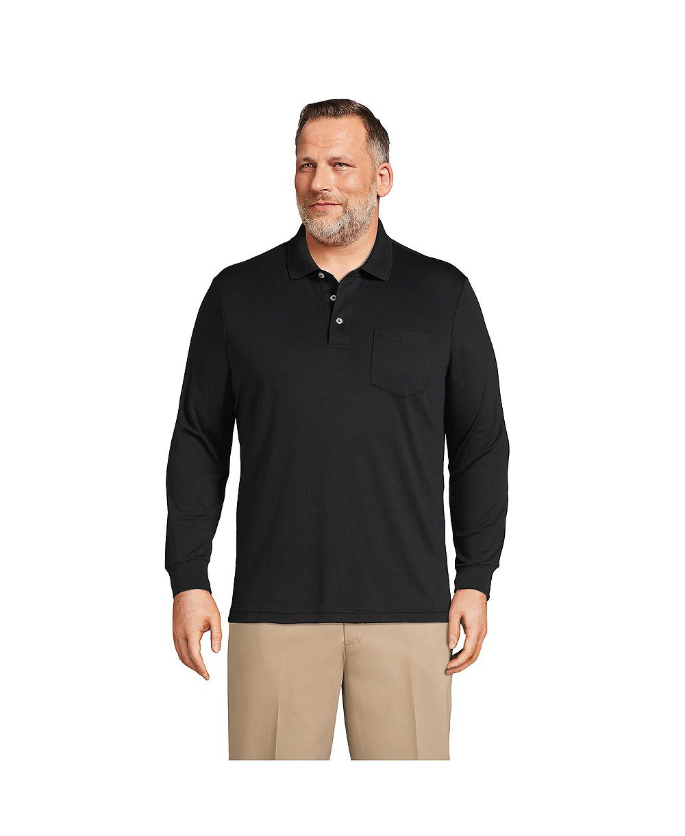 Lands' End мужская длинная футболка Polo из хлопка Supima с карманом, размеры Big & Tall