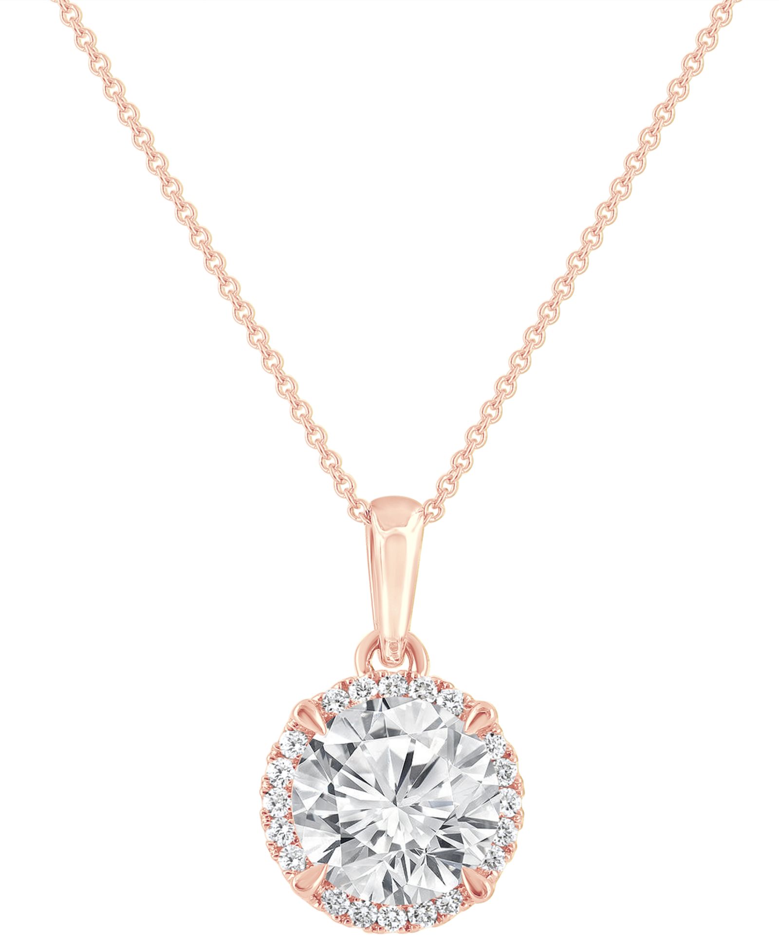 Подвеска ожерелье Badgley Mischka с бриллиантовым гало 18" в 14k Gold (2 ct. t.w.)