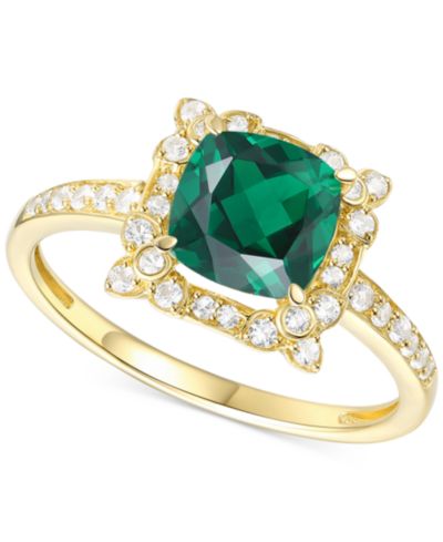 Amethyst (1-1/3 ct. t.w.) & Lab-Grown White Sapphire (1/4 ct. t.w.) Halo Ring in 14k Gold-Plated Sterling Silver (Also in Additional Gemstones)